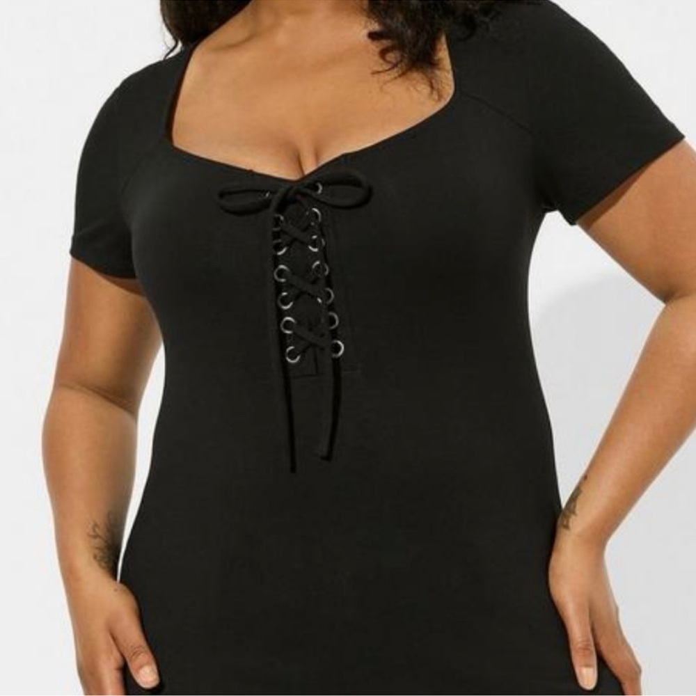 Torrid Foxy Lace-Up Short Sleeve Top